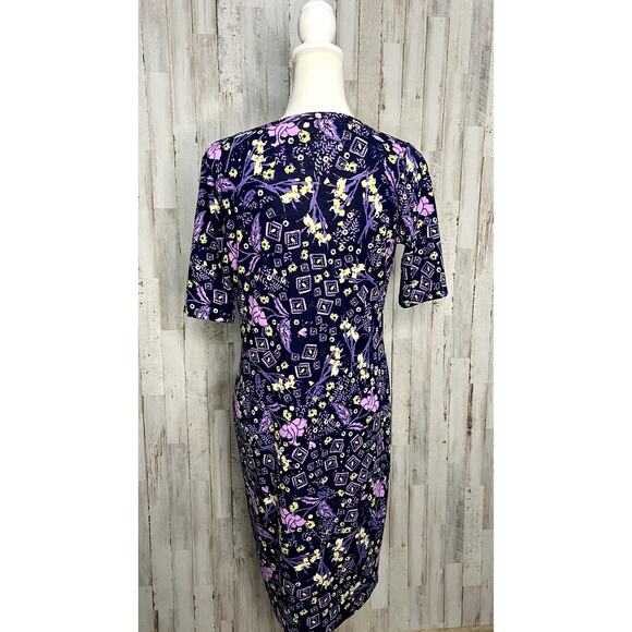 LulaRoe Julia Dress Women's Medium Purple Floral Pencil Knee Length Casual - Picture 4 of 6